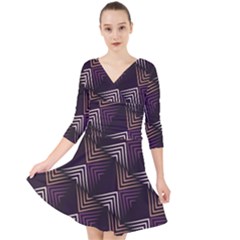 Zigzag Motif Design Quarter Sleeve Front Wrap Dress by tmsartbazaar