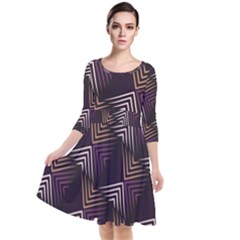 Zigzag Motif Design Quarter Sleeve Waist Band Dress by tmsartbazaar