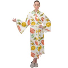 Citrus Gouache Pattern Maxi Velour Kimono by EvgeniaEsenina