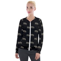 Dinosaur Skeleton Head Motif Pattern Velour Zip Up Jacket by dflcprintsclothing