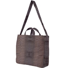 Brown Alligator Leather Skin Square Shoulder Tote Bag by LoolyElzayat