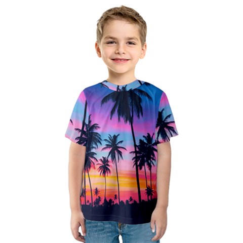 Sunset Palms Kids  Sport Mesh Tee by goljakoff