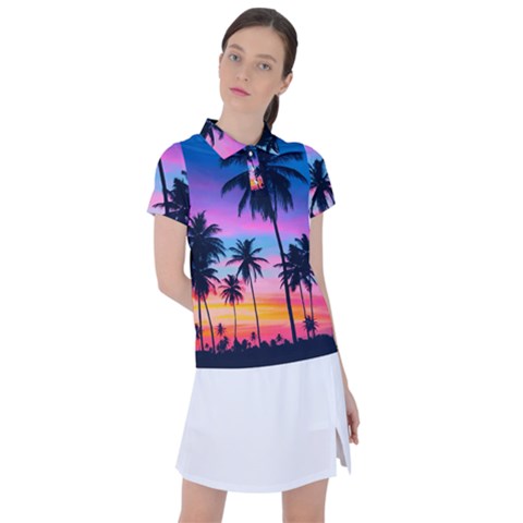 Sunset Palms Women s Polo Tee by goljakoff