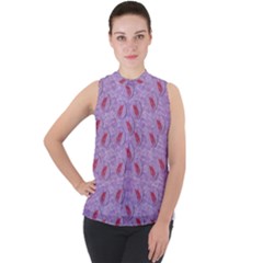 Tropical Flower Forest Of Ornate Colors Mock Neck Chiffon Sleeveless Top by pepitasart