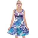 Blue tropical leaves Reversible Velvet Sleeveless Dress View1