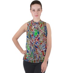 Pop Art - Spirals World 1 Mock Neck Chiffon Sleeveless Top by EDDArt