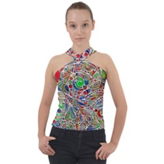 Pop Art - Spirals World 1 Cross Neck Velour Top by EDDArt