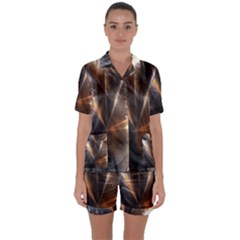 Digital Geometry Satin Short Sleeve Pyjamas Set by Sparkle