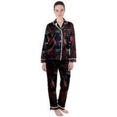 Twist Flower Satin Long Sleeve Pyjamas Set by Sparkle