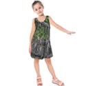 Green Glitter Squre Kids  Sleeveless Dress View1