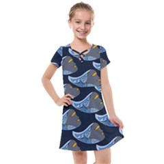 Queen Fish Doodle Art Kids  Cross Web Dress by tmsartbazaar