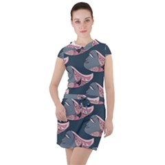 Doodle Queen Fish Pattern Drawstring Hooded Dress by tmsartbazaar