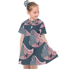 Doodle Queen Fish Pattern Kids  Sailor Dress by tmsartbazaar