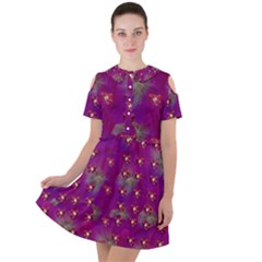 Beautiul Flowers On Wonderful Flowers Short Sleeve Shoulder Cut Out Dress  by pepitasart