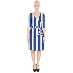 Navy In Vertical Stripes Wrap Up Cocktail Dress by Janetaudreywilson