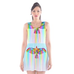 Rainbow Bird Scoop Neck Skater Dress by Sparkle