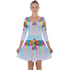 Rainbow Bird Quarter Sleeve Skater Dress by Sparkle