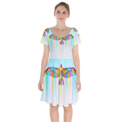 Rainbow Bird Short Sleeve Bardot Dress by Sparkle