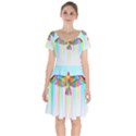 Rainbow Bird Short Sleeve Bardot Dress View1