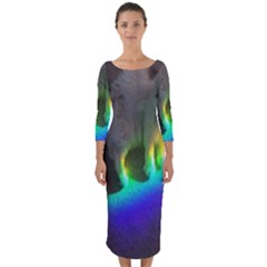 Rainbowcat Quarter Sleeve Midi Bodycon Dress by Sparkle