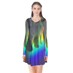 Rainbowcat Long Sleeve V-neck Flare Dress by Sparkle