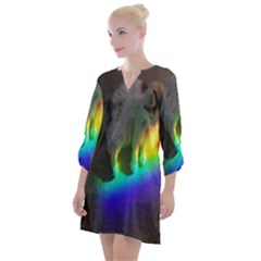 Rainbowcat Open Neck Shift Dress by Sparkle