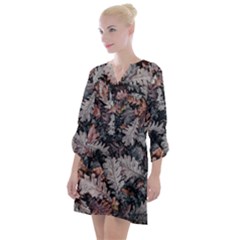 Autumn Leafs Open Neck Shift Dress by Sparkle