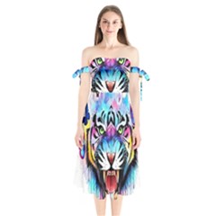 Butterflytiger Shoulder Tie Bardot Midi Dress by Sparkle