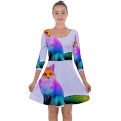 Rainbowfox Quarter Sleeve Skater Dress by Sparkle