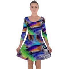 Rainbowcat Quarter Sleeve Skater Dress by Sparkle