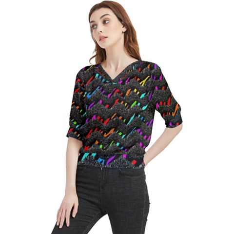 Rainbowwaves Quarter Sleeve Blouse by Sparkle