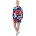 Flowers Pattern Women s Long Sleeve Casual Dress View2