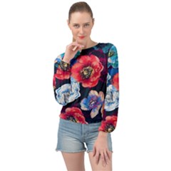 Flowers Pattern Banded Bottom Chiffon Top by Sparkle