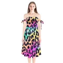 Animal Print Shoulder Tie Bardot Midi Dress by Sparkle