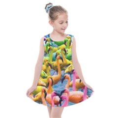 Rainbow Flamingos Kids  Summer Dress by Sparkle