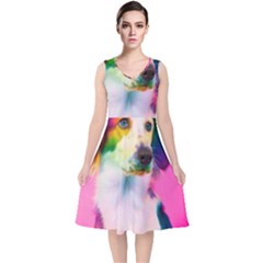 Rainbowdog V-neck Midi Sleeveless Dress  by Sparkle