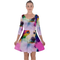 Rainbowdog Quarter Sleeve Skater Dress by Sparkle