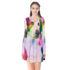 Rainbowdog Long Sleeve V-neck Flare Dress by Sparkle