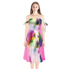 Rainbowdog Shoulder Tie Bardot Midi Dress by Sparkle