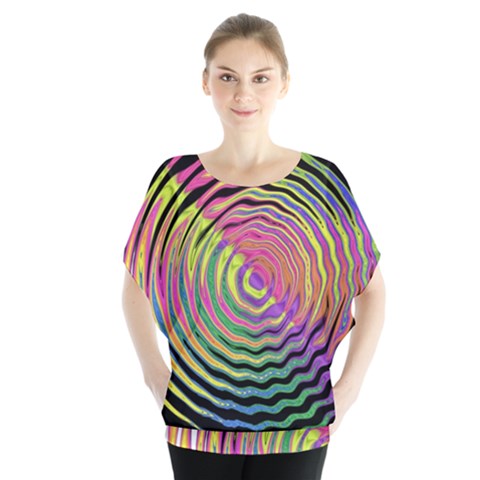 Rainbowwaves Batwing Chiffon Blouse by Sparkle