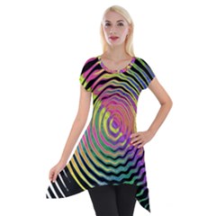 Rainbowwaves Short Sleeve Side Drop Tunic by Sparkle