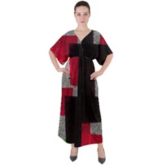 Abstract Tiles V-neck Boho Style Maxi Dress by essentialimage