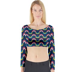 Geo Rainbow Stroke Long Sleeve Crop Top by tmsartbazaar