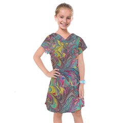 Abstract Marbling Kids  Drop Waist Dress by kaleidomarblingart