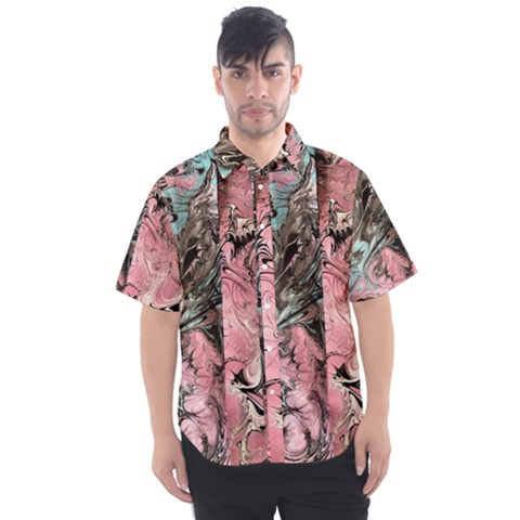 Marbling Collage Men s Short Sleeve Shirt by kaleidomarblingart