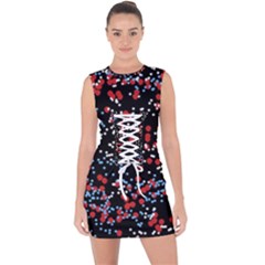 Multicolored Bubbles Motif Abstract Pattern Lace Up Front Bodycon Dress by dflcprintsclothing