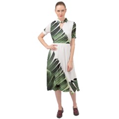 Banana Leaves Keyhole Neckline Chiffon Dress by goljakoff