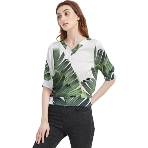 Banana Leaves Quarter Sleeve Blouse by goljakoff