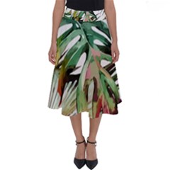 Watercolor Monstera Leaves Perfect Length Midi Skirt by goljakoff