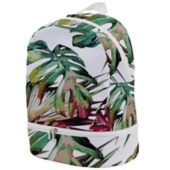 Watercolor Monstera Leaves Zip Bottom Backpack by goljakoff